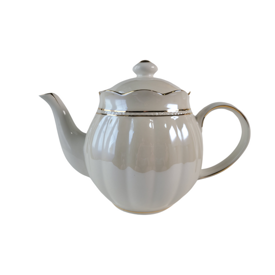 Luster Gold Teapot - White - 4 Cup - Image 2
