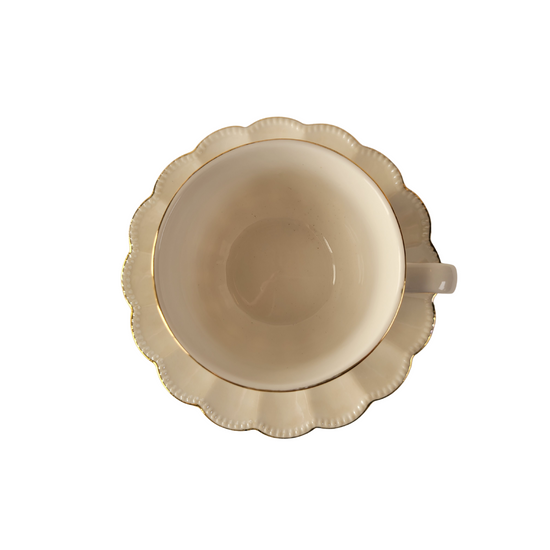 Luster Gold Teacup and Saucer - White - Set of 4 - Image 2