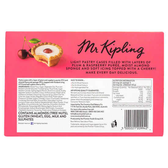 Mr Kipling Cakes - Cherry Bakewells - 6 Pack - 5.29oz (150g) - Image 2