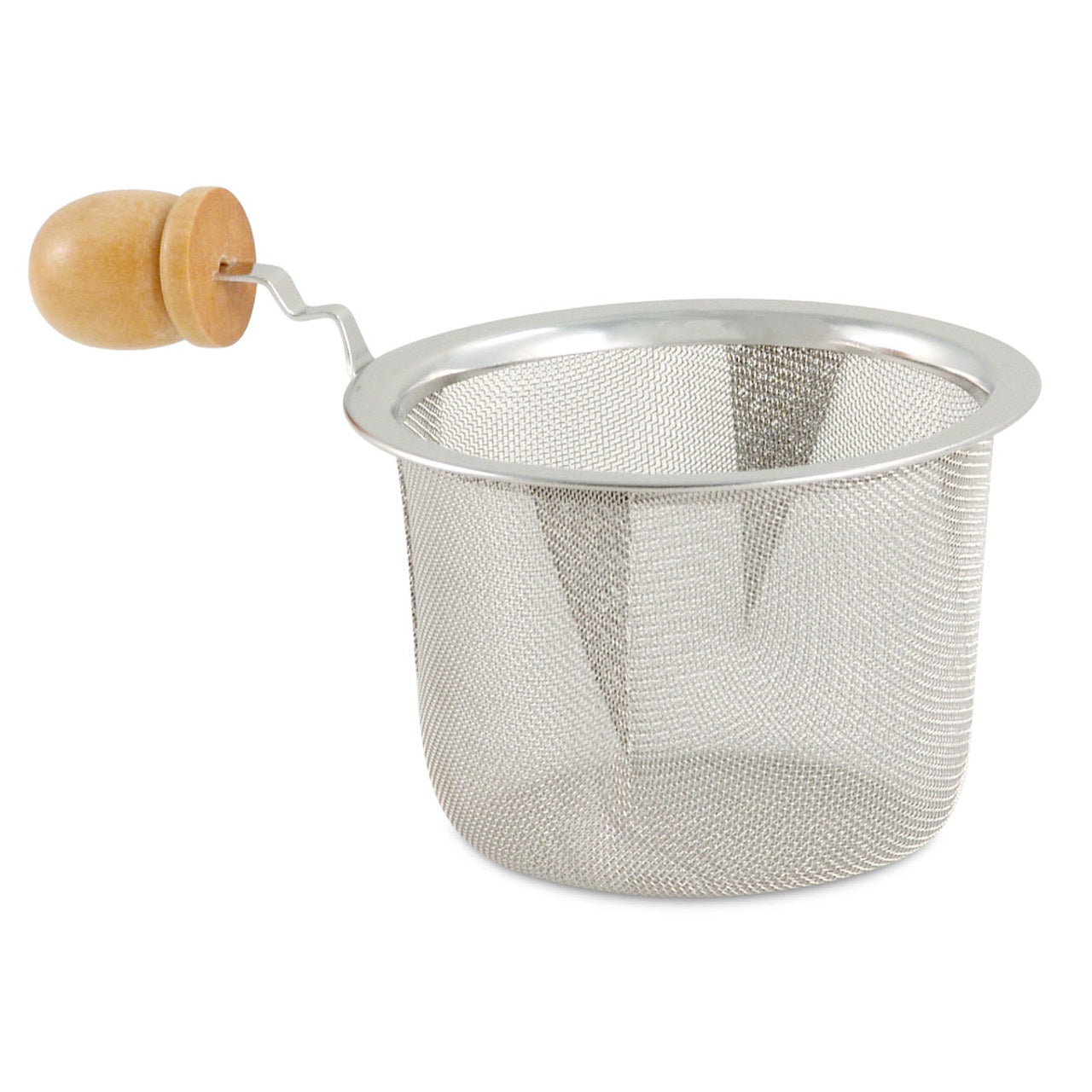 Stainless Steel Silver Mesh Strainer with Wooden Handle - 3in Diameter