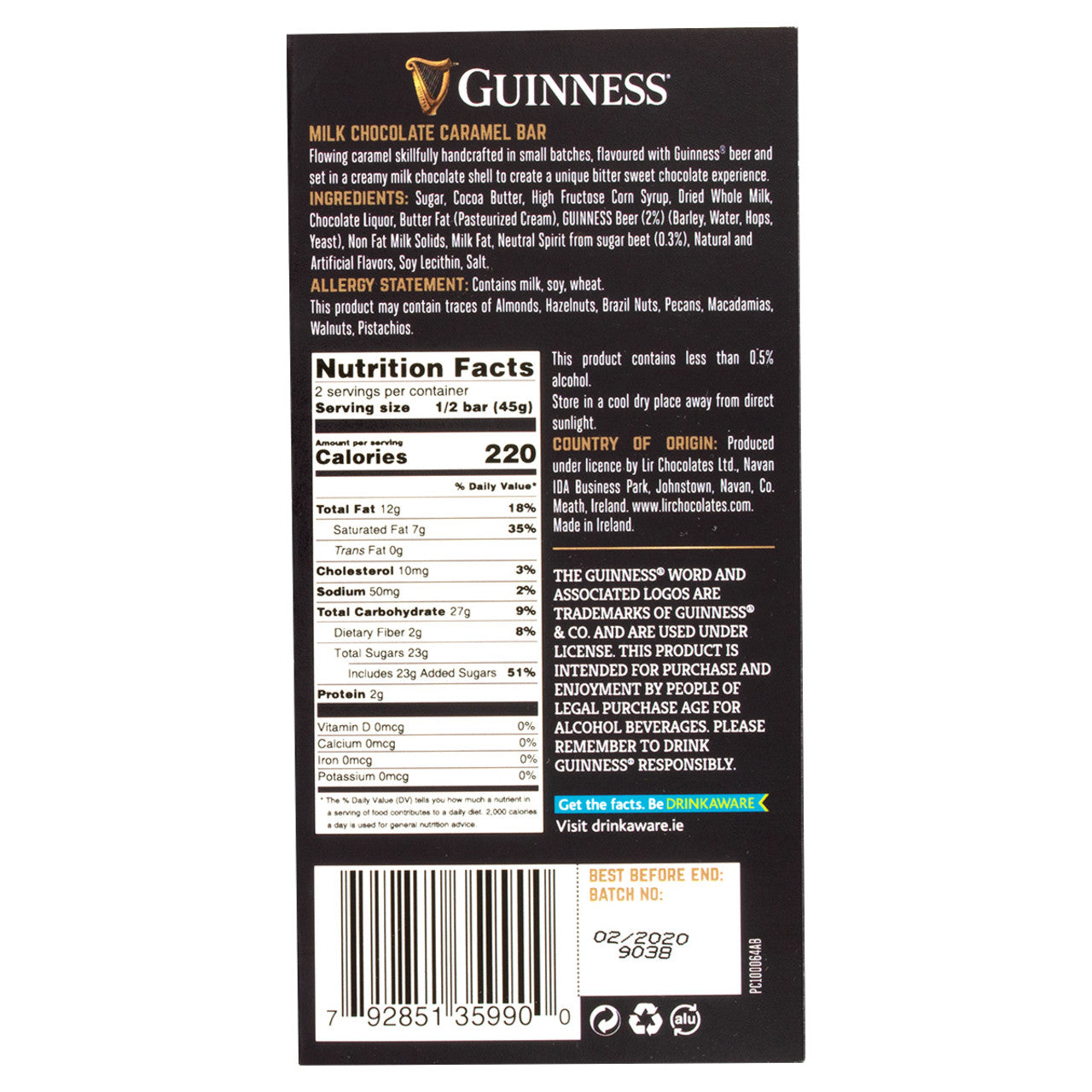 Guinness Caramel Chocolate Bar - 3.1oz (90g)