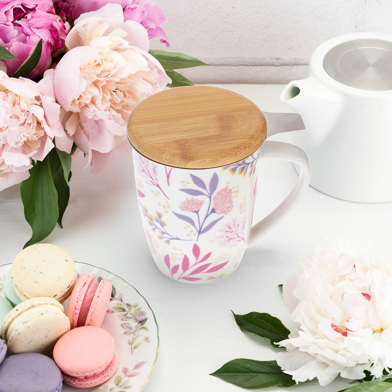 Bailey Botanical Bliss Ceramic Tea Mug & Infuser by Pinky Up