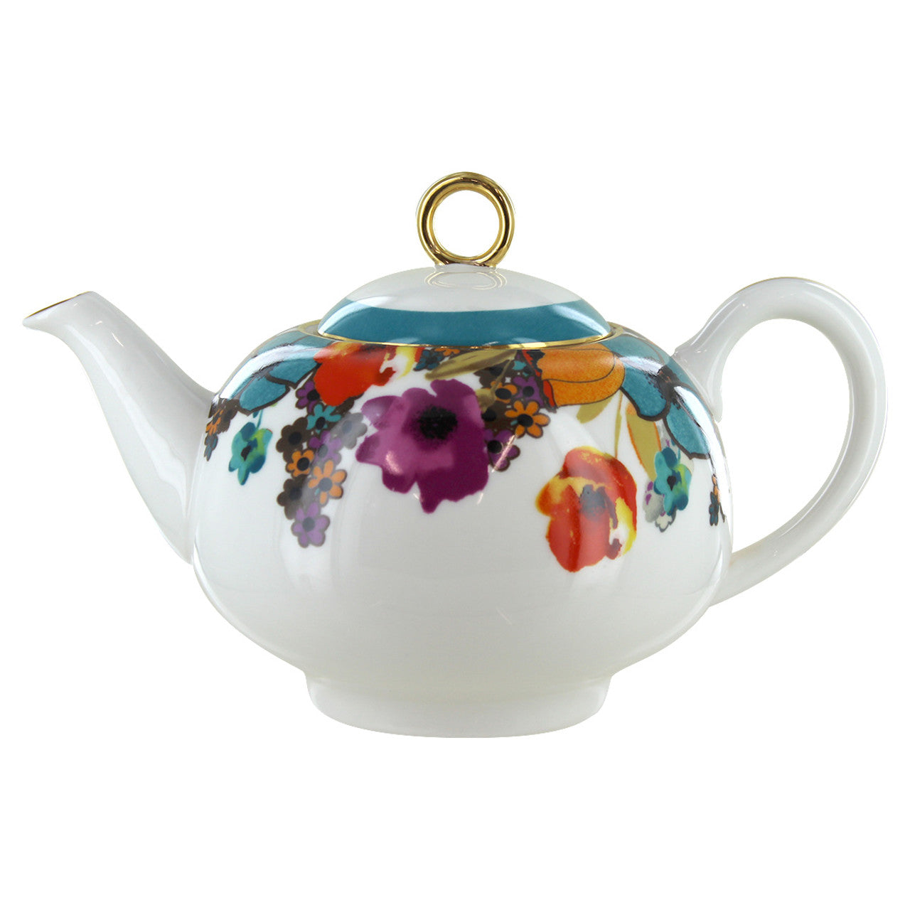 Multi-Color Poppy Porcelain Teapot - 4 Cups