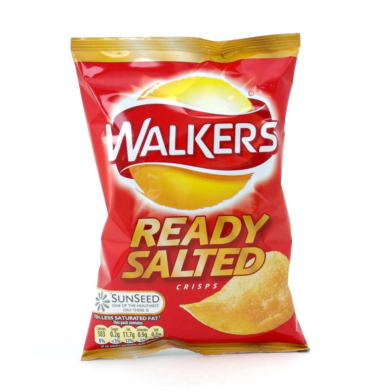 Walkers Ready Salted crisps packaging on a white background