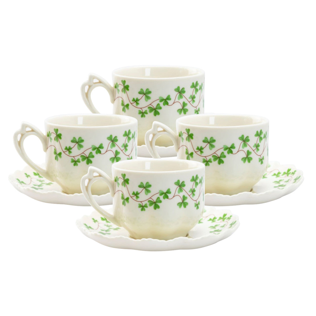 Clover Vine - Teacup and Saucer Set of 4