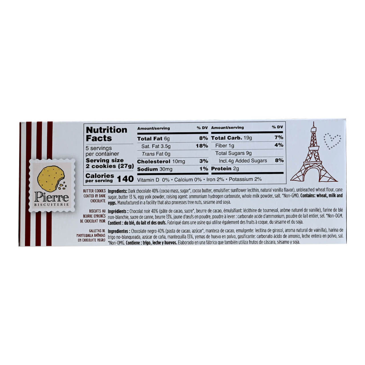 Pierre Biscuiterie Dark Chocolate French Butter Cookies - 4.76oz (135g)