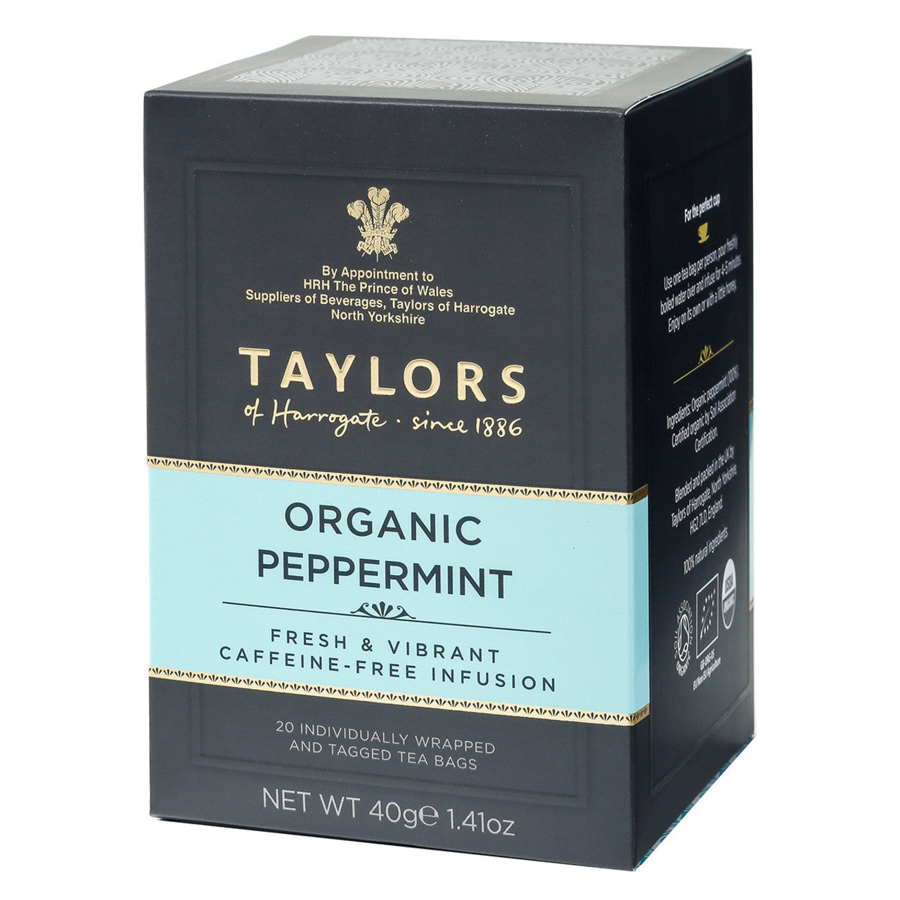 Taylors of Harrogate Organic Peppermint String and Tag Teabags, 20ct