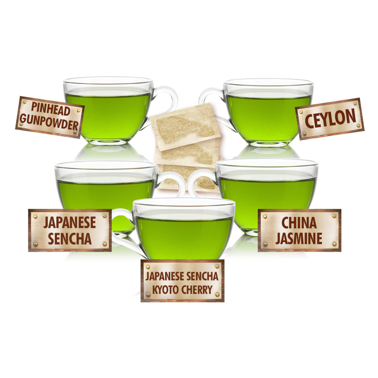 Green Tea Sampler - 5 Tea Bags of 5 Green Teas