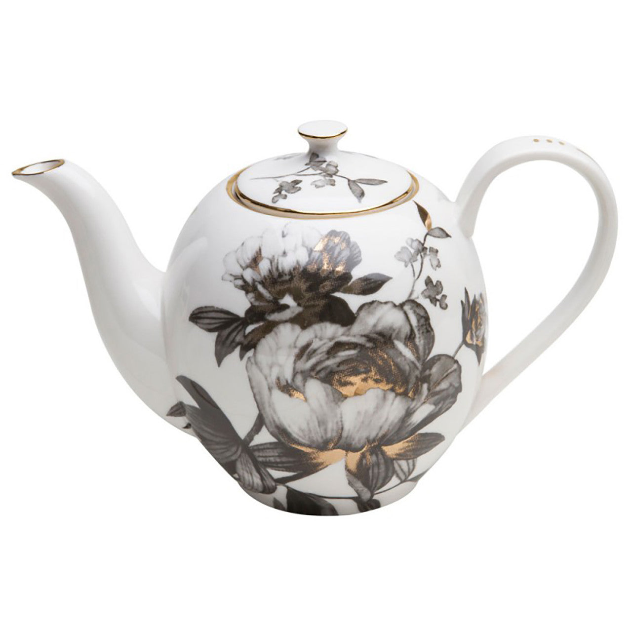 Black Gold Peony - 4 Cup Teapot