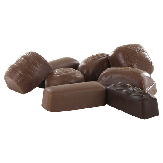 Chocolate pieces in various shapes