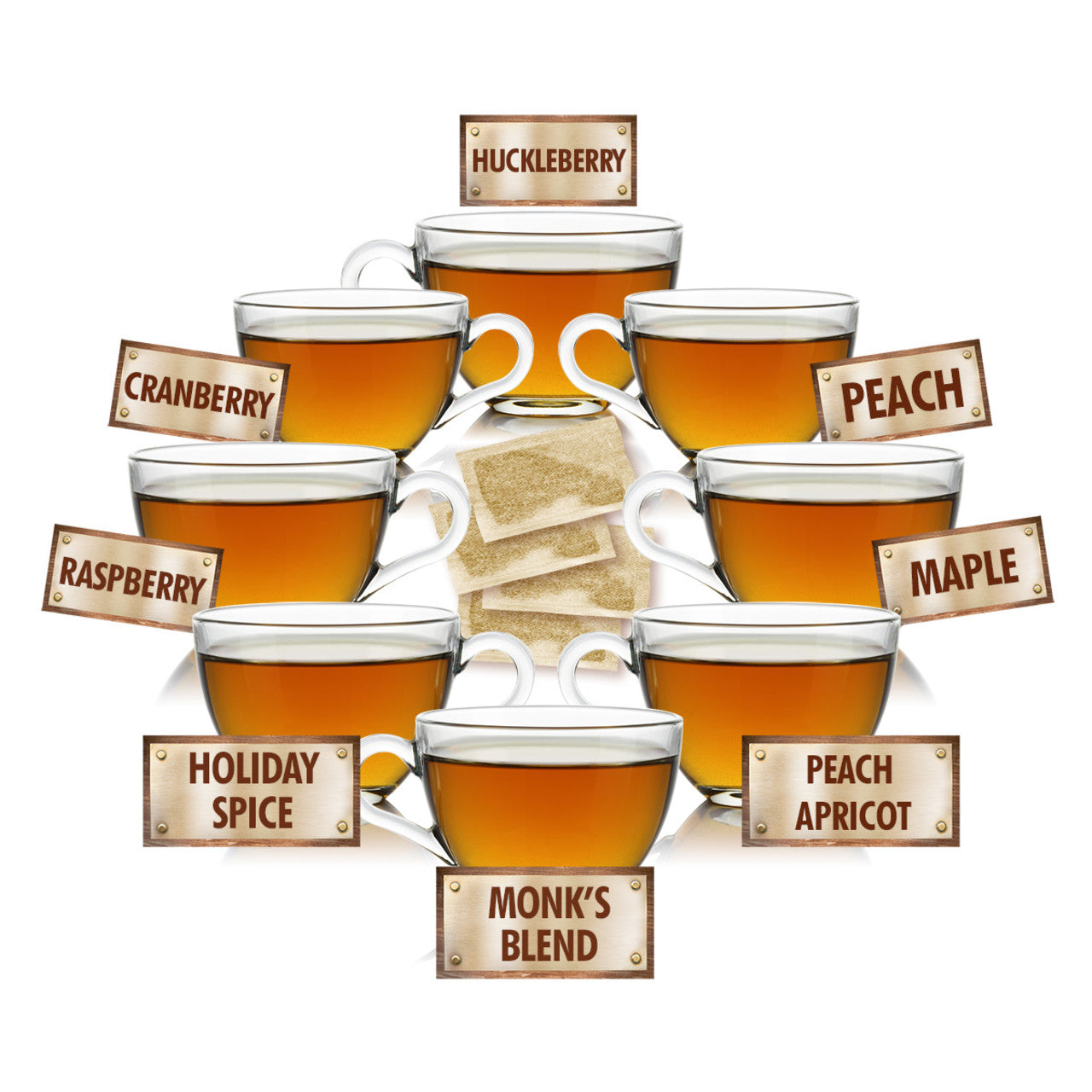 Flavored Black Tea Sampler - 5 Tea Bags of 7 Flavored Teas