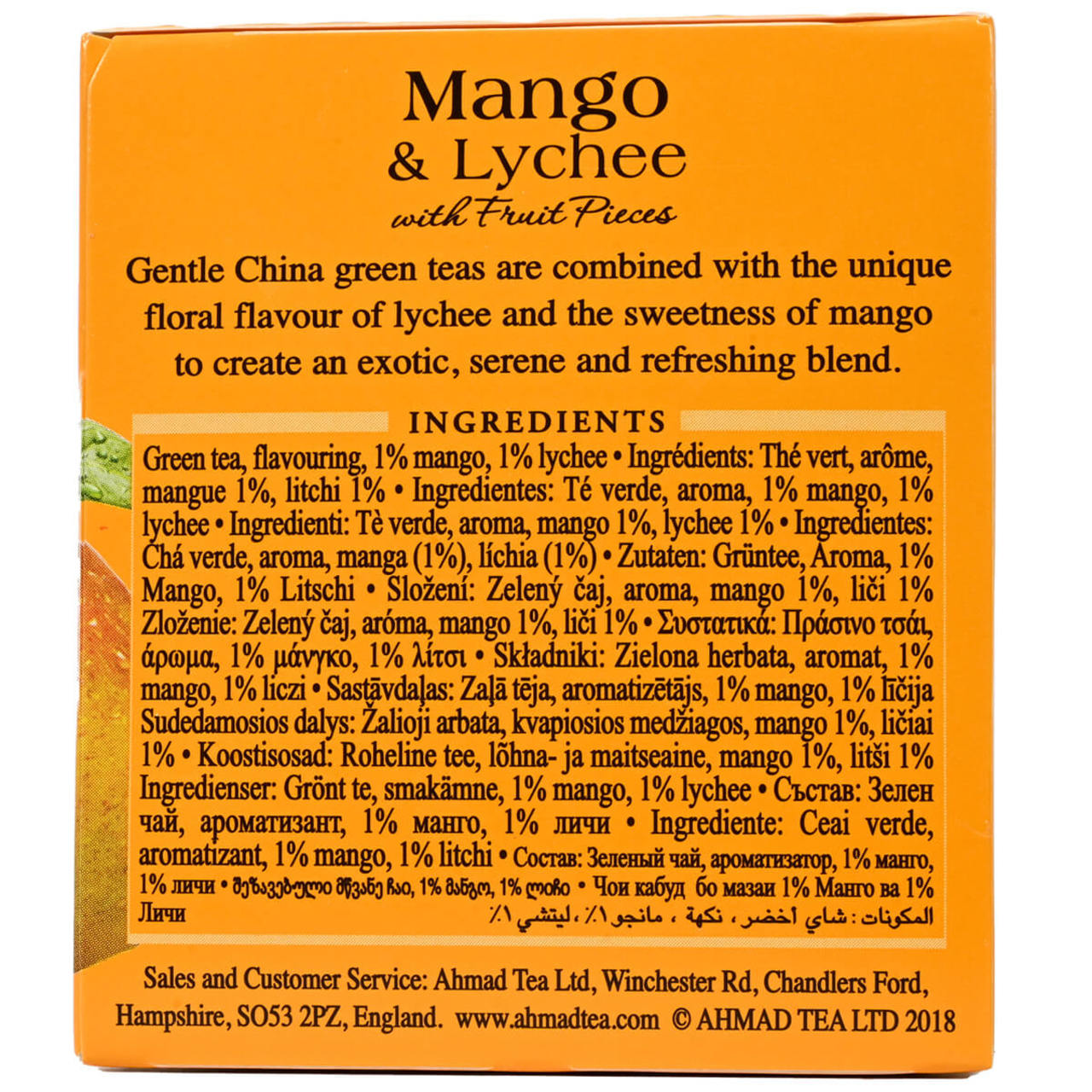 Ahmad Tea Mango & Lychee Green Tea - Teabags -20ct
