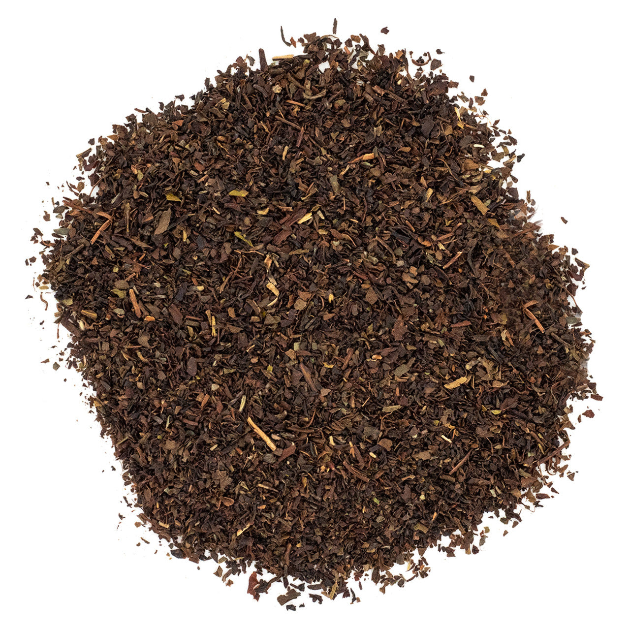 A pile of fine loose leaf Darjeeling tea.