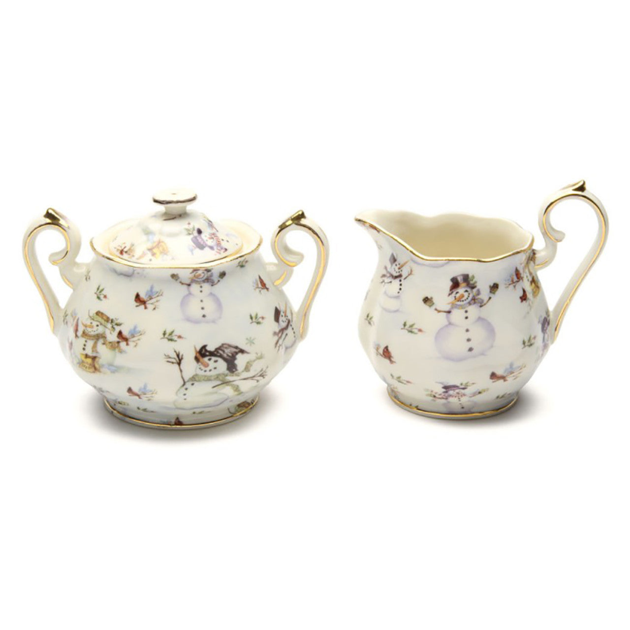 Snowman Porcelain Sugar and Creamer Set
