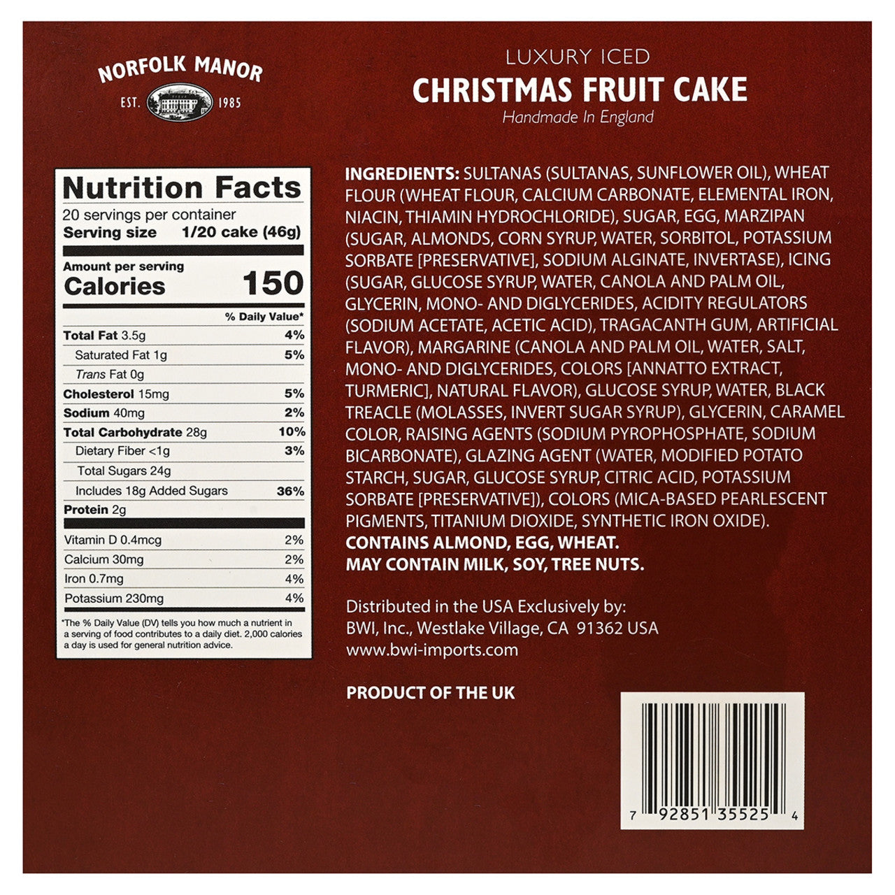 Top Iced Christmas Cake by Norfolk Manor - 32oz (907g)