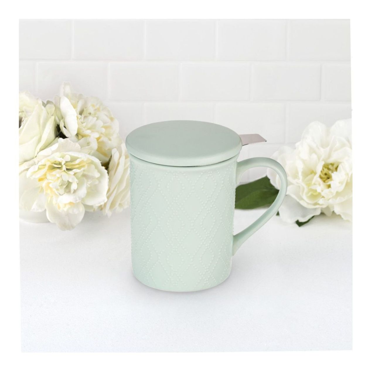 Annette Souk Ceramic Tea Mug Infuser - Mint - 12oz
