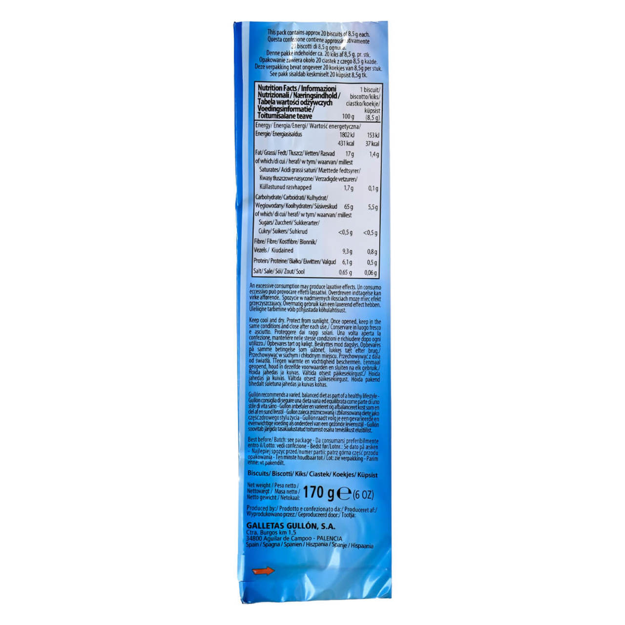 Gullon Sugar Free Fibre Biscuits- 6oz (170g)