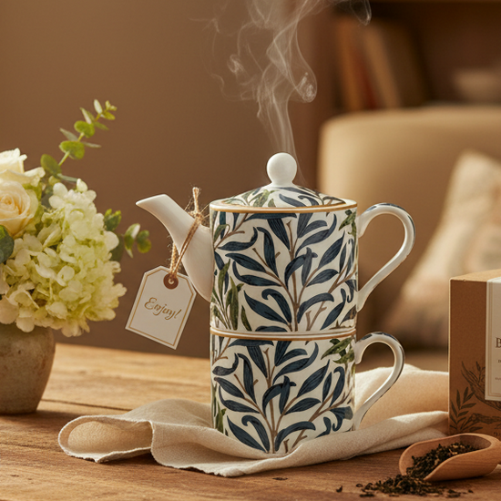 Teapot for one with steam and loose tea.