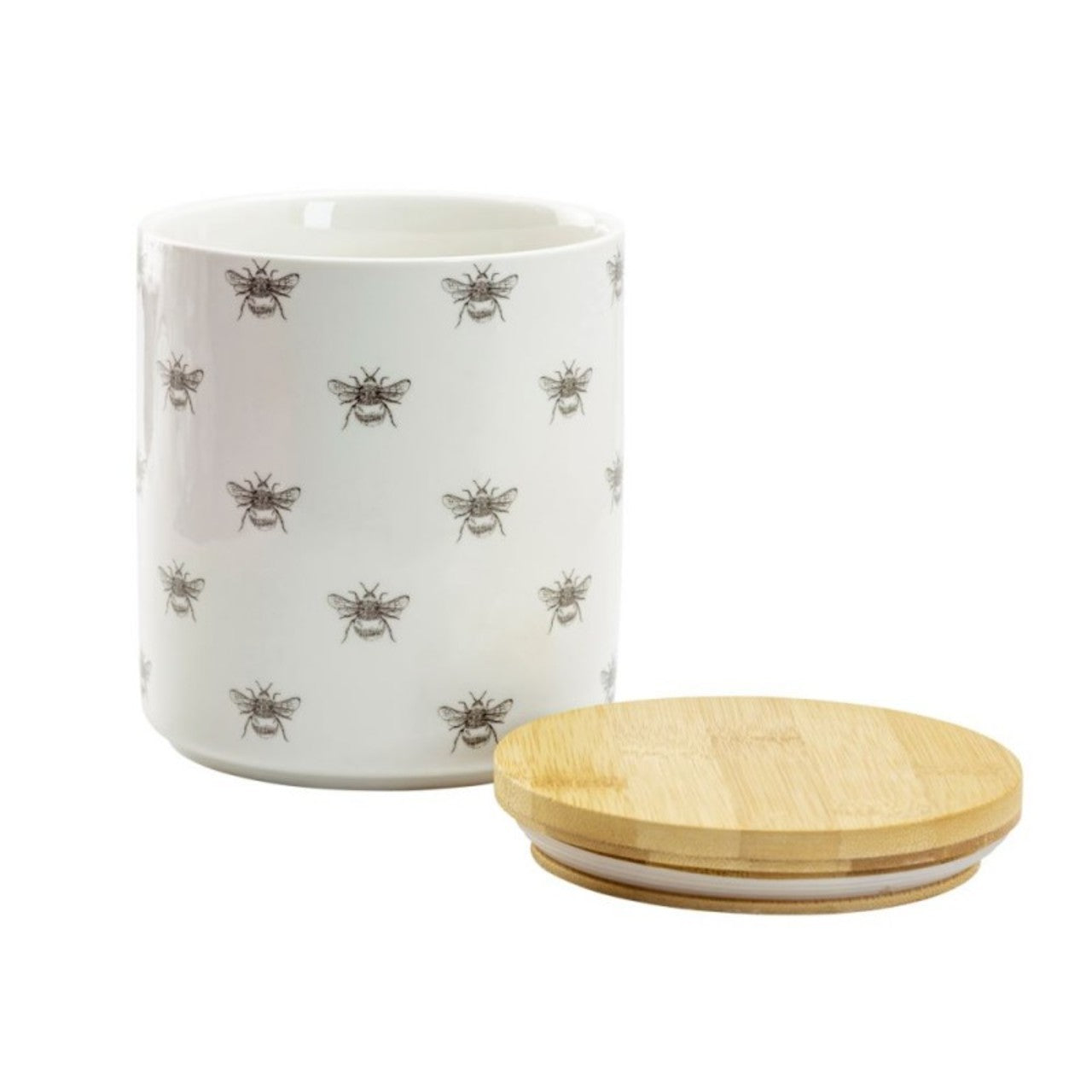 Porcelain Tea Canister - Bumble Bee w/ Bamboo Lid