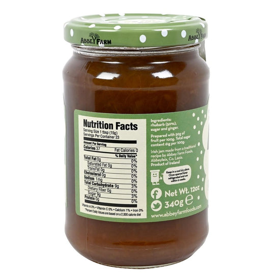 Abbey Farm's Rhubarb and Ginger Preserves - 12oz (340g) - Image 2