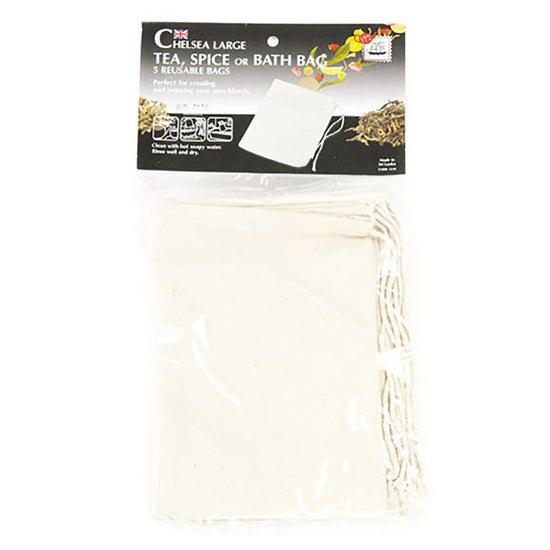 Large Cotton Reusable Tea Bags - 5 Pack - Image 2