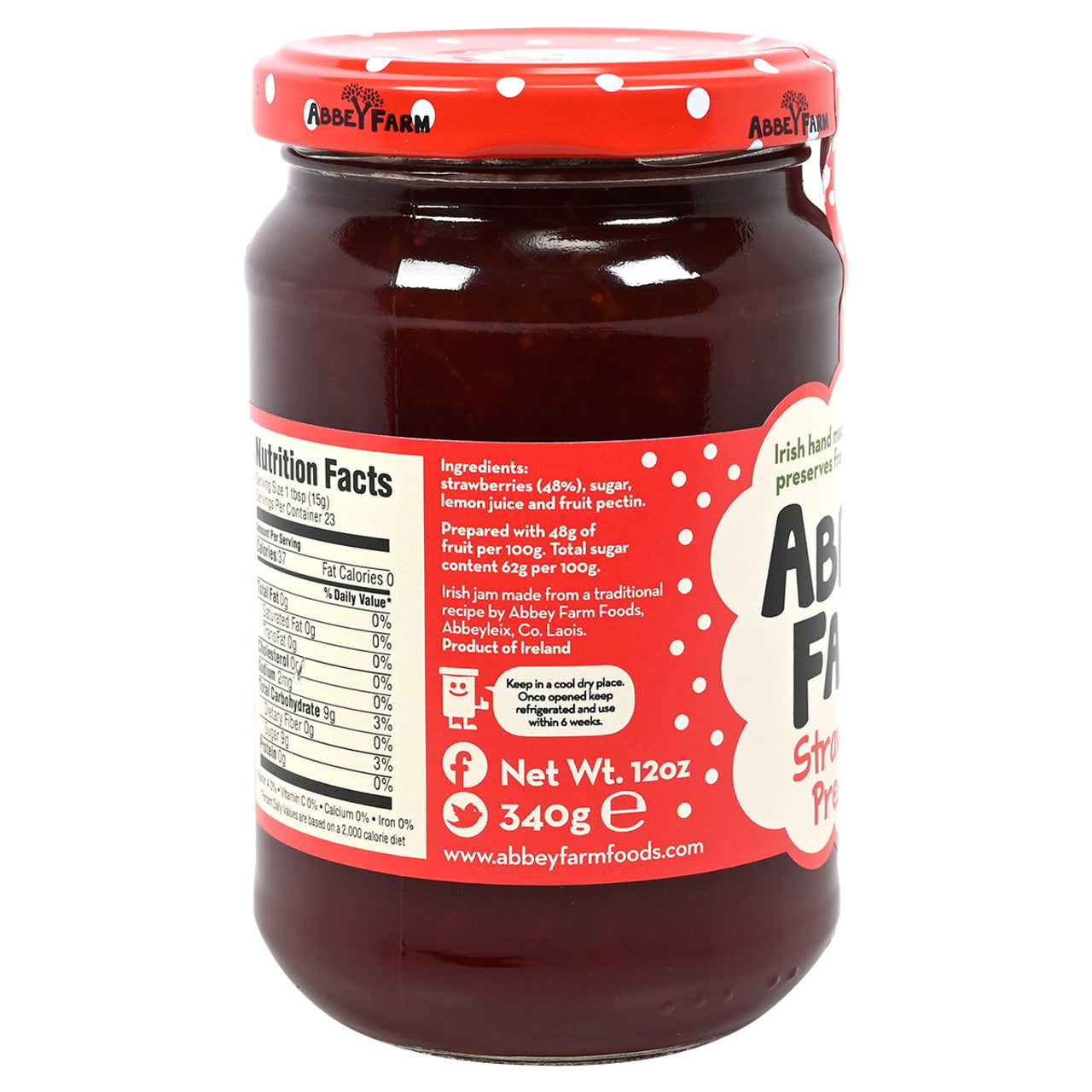 Abbey Farm's Strawberry Preserves - 12oz (340g)