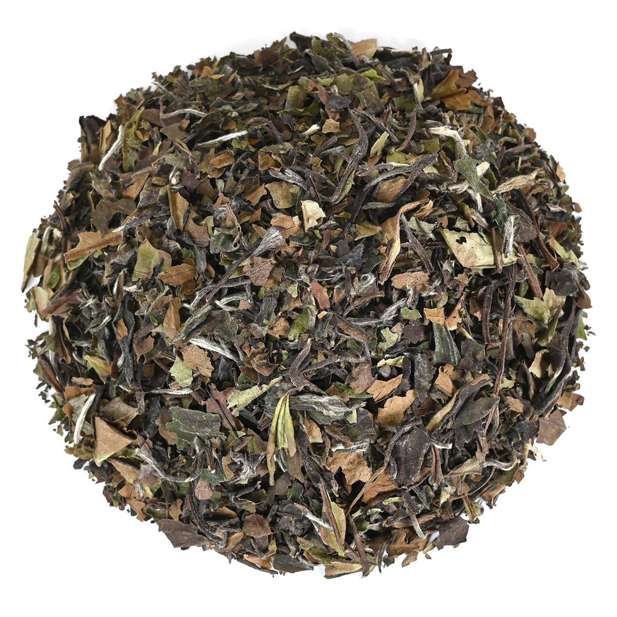 Tea leaves on a white background