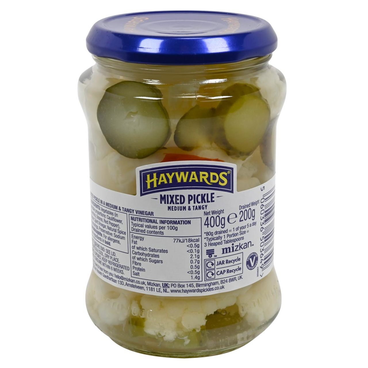 Haywards' Medium & Tangy Mixed Pickle- 14.1oz (400g)