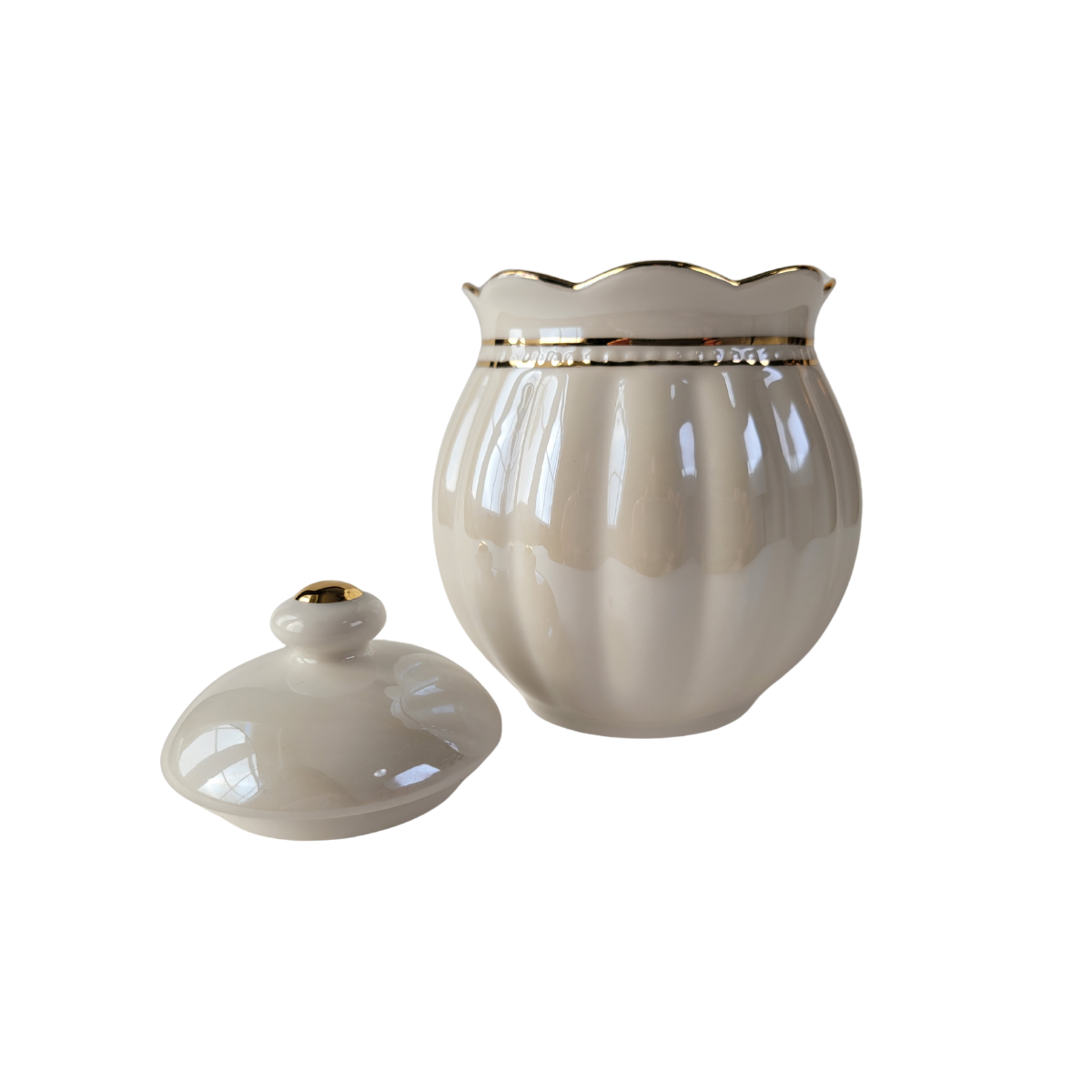 Luster Gold - White - Sugar and Creamer Set