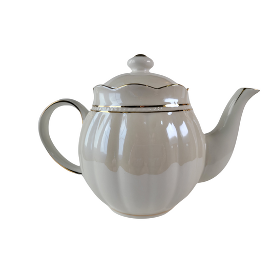 Luster Gold Teapot - White - 4 Cup