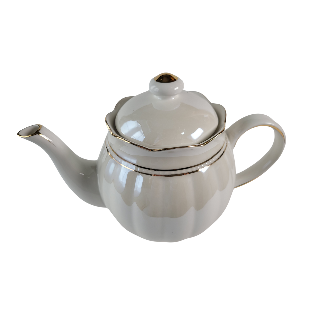 Luster Gold Teapot - White - 4 Cup