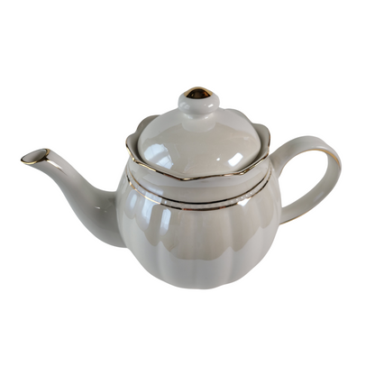 Luster Gold Teapot - White - 4 Cup