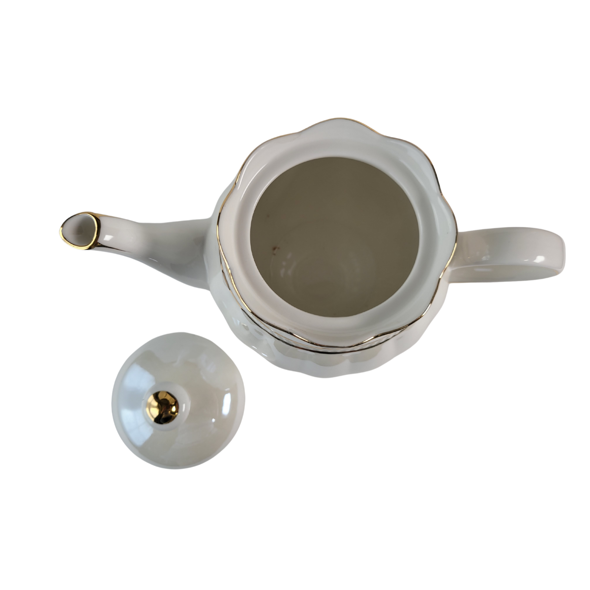 Luster Gold Teapot - White - 4 Cup