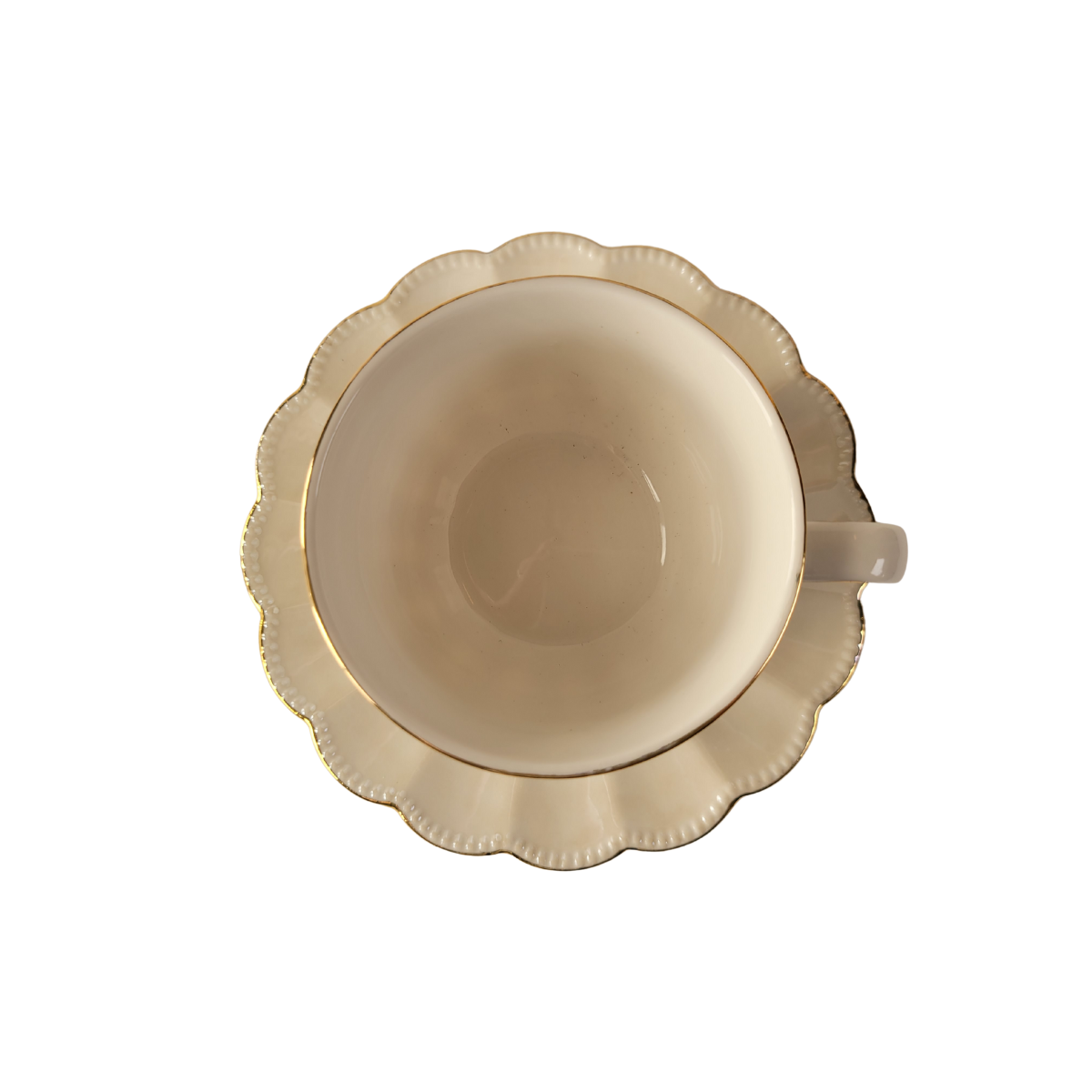Luster Gold Teacup and Saucer - White - Set of 4