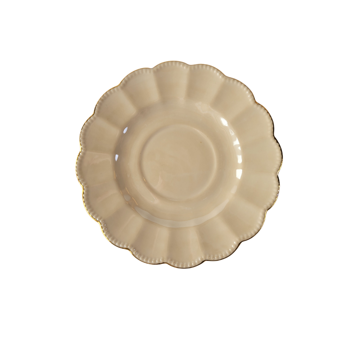 Luster Gold Teacup and Saucer - White - Set of 4