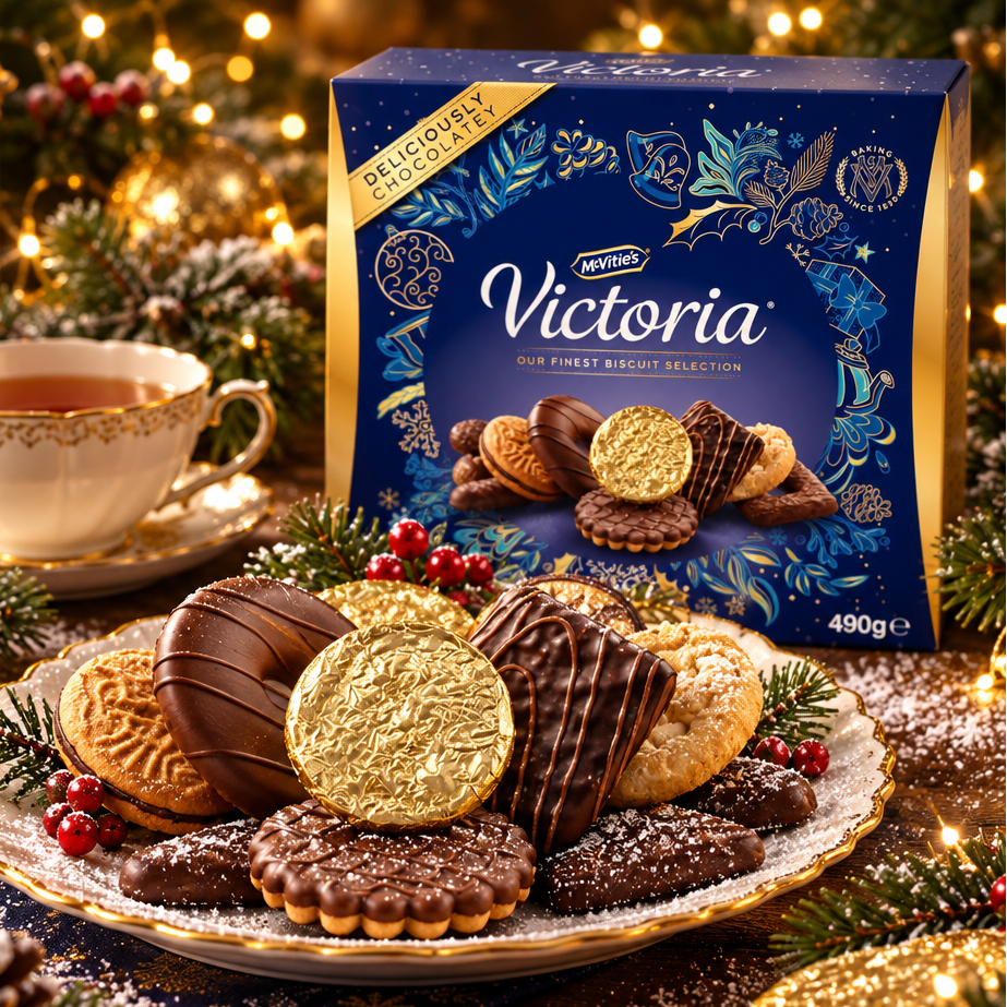 plate of cookies in a holiday setting