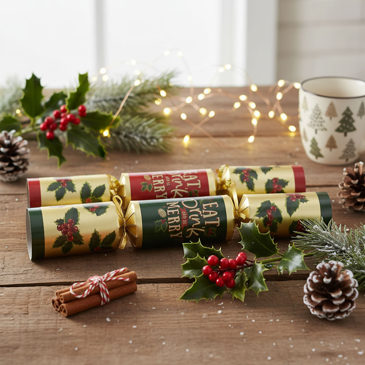 Pudding Lane Eat, Drink & Be Merry Christmas Crackers - 10 Pack