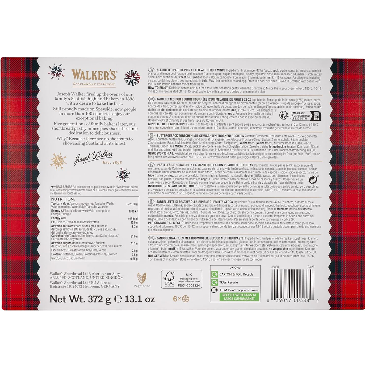 Walkers Luxury Fruit Mince Tarts - 6 Pack - 13.1oz (372g) - Image 4
