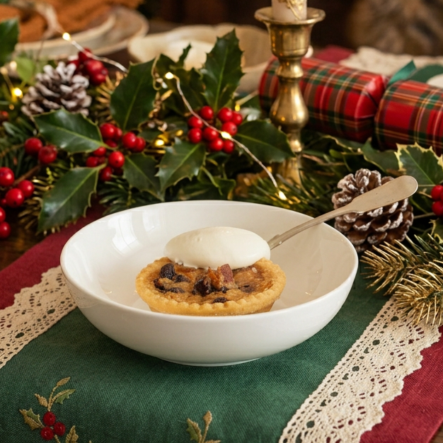 Tart with cream in a bowl