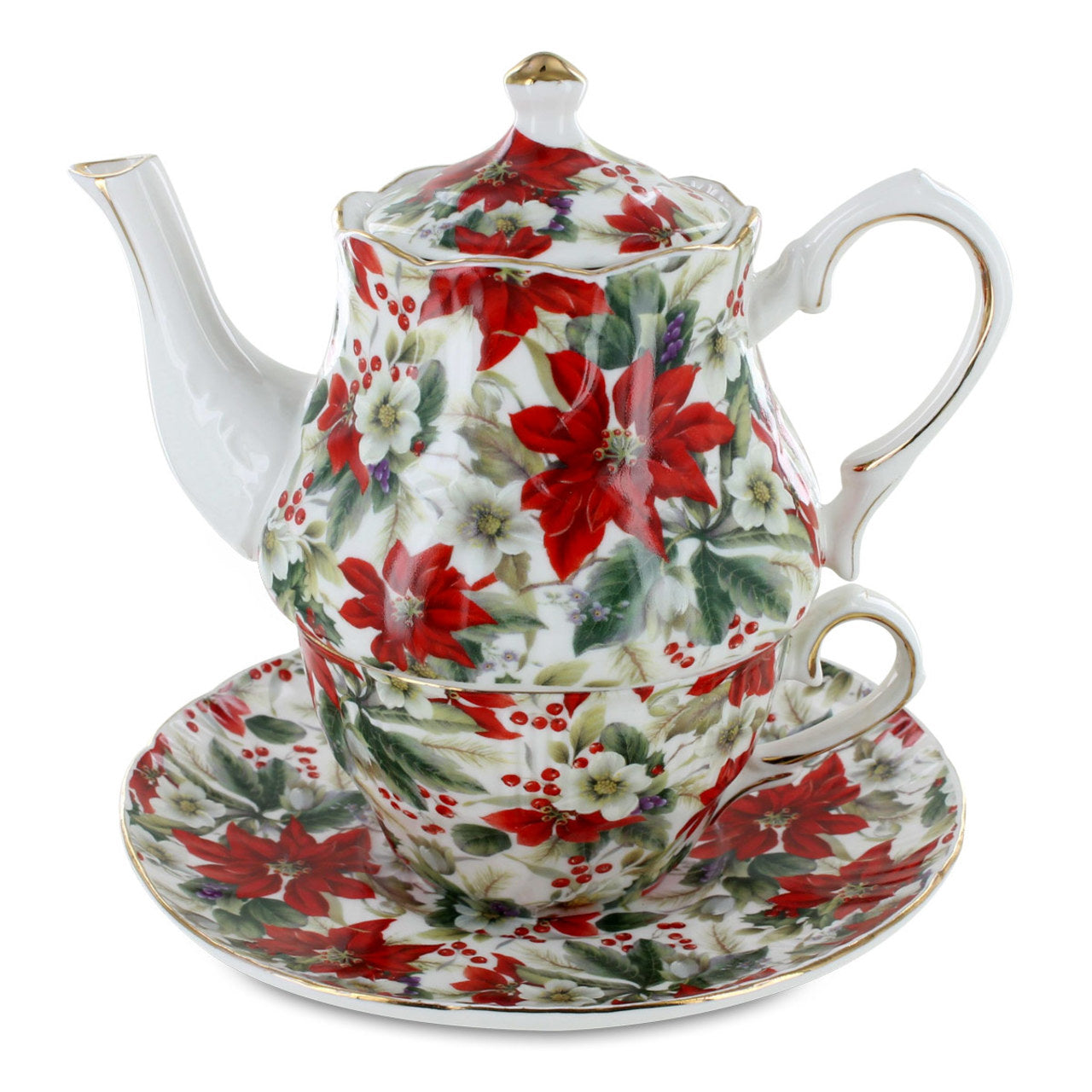 Cup of Christmas Porcelain Tea for One
