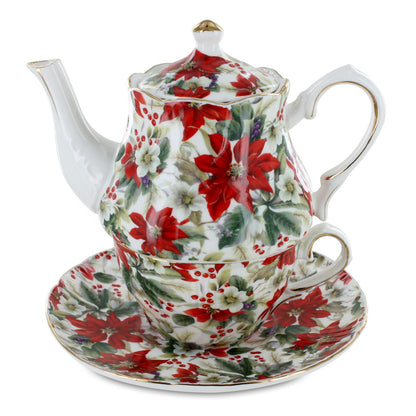 Cup of Christmas Porcelain Tea for One