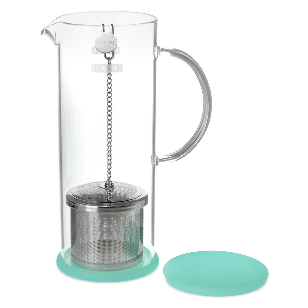 Forlife Lucent Glass Iced Tea Jug w/ Capsule Infuser 48 oz.-Mint Green