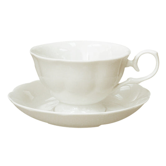 Single White Porcelain Cup and Saucer - Diana - Image 1