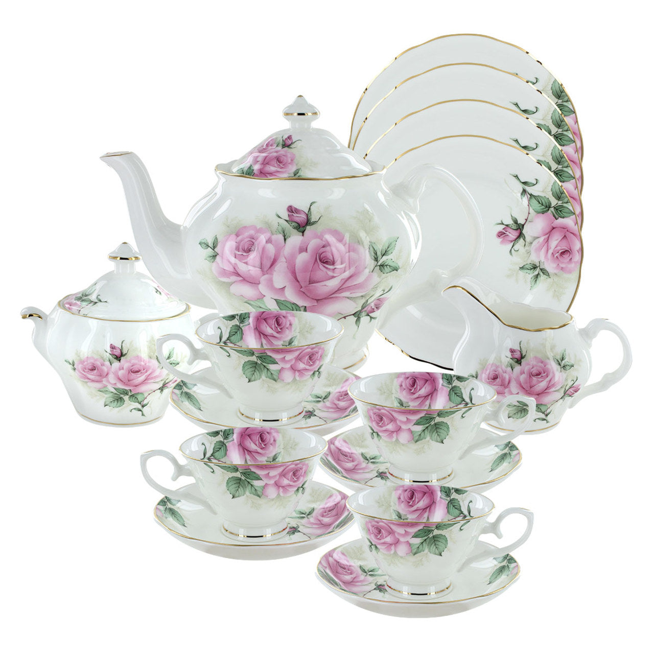 Rose Bouquet Bone China Tea Set
