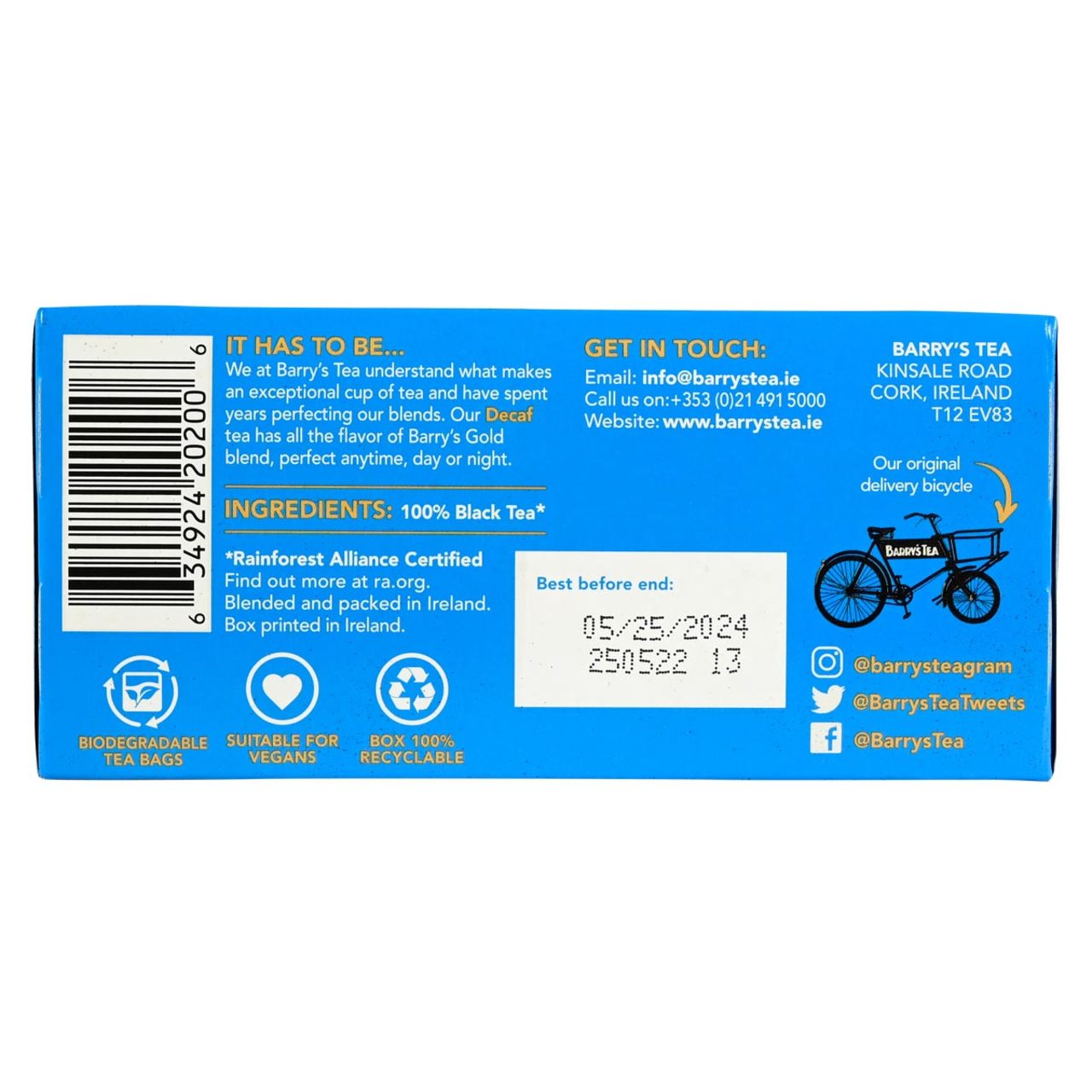 Barry's Tea Decaffeinated Tea Bags - 40 count