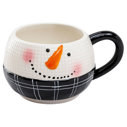 Snowman Ceramic Mugs - Set of 2 - Stackable
