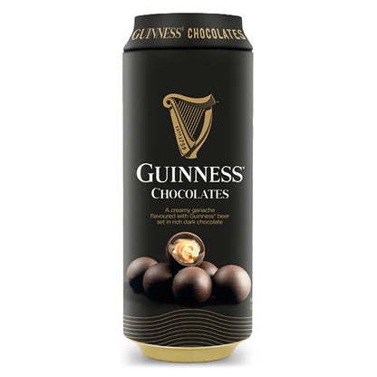 Guinness Chocolates packaging with chocolate balls on a white background