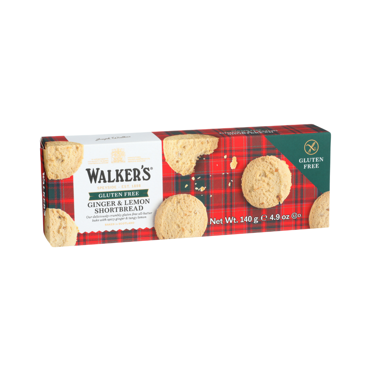 Walkers Gluten Free Pure Butter Ginger & Lemon Shortbread Cookies - 4.9oz (140g)