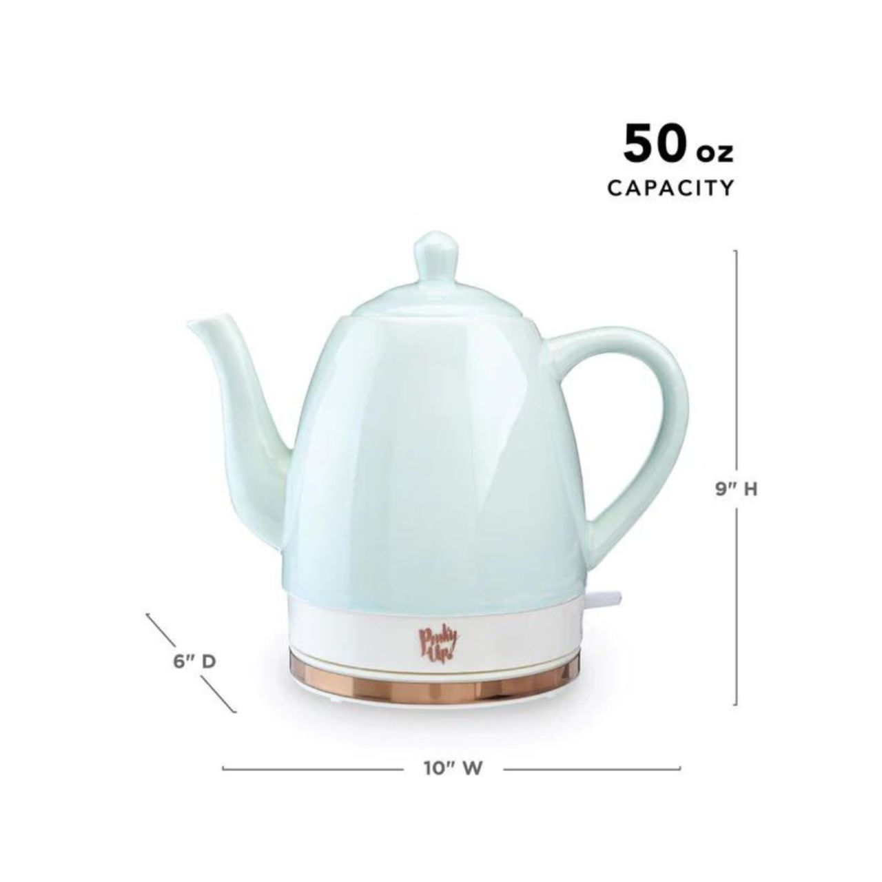 Noelle Mint Ceramic Electric Tea Kettle - 1.5L - Image 6