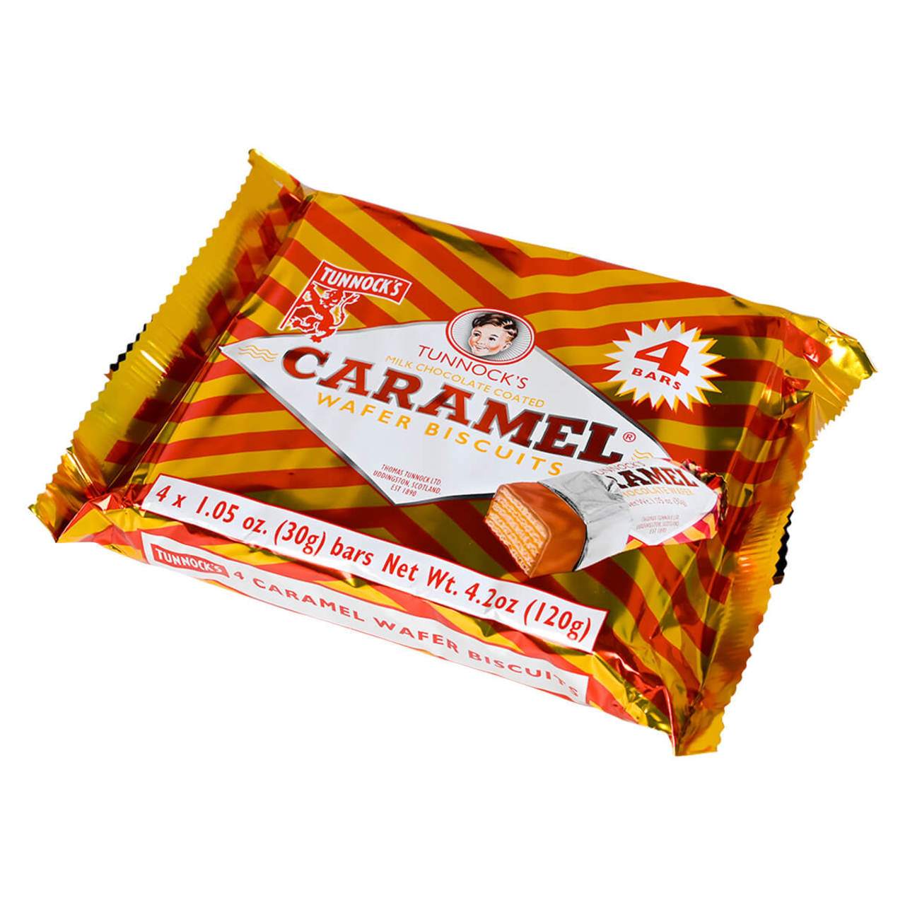 Tunnocks Milk Chocolate Caramel Wafers - 4 pack - 7.2oz (204g)
